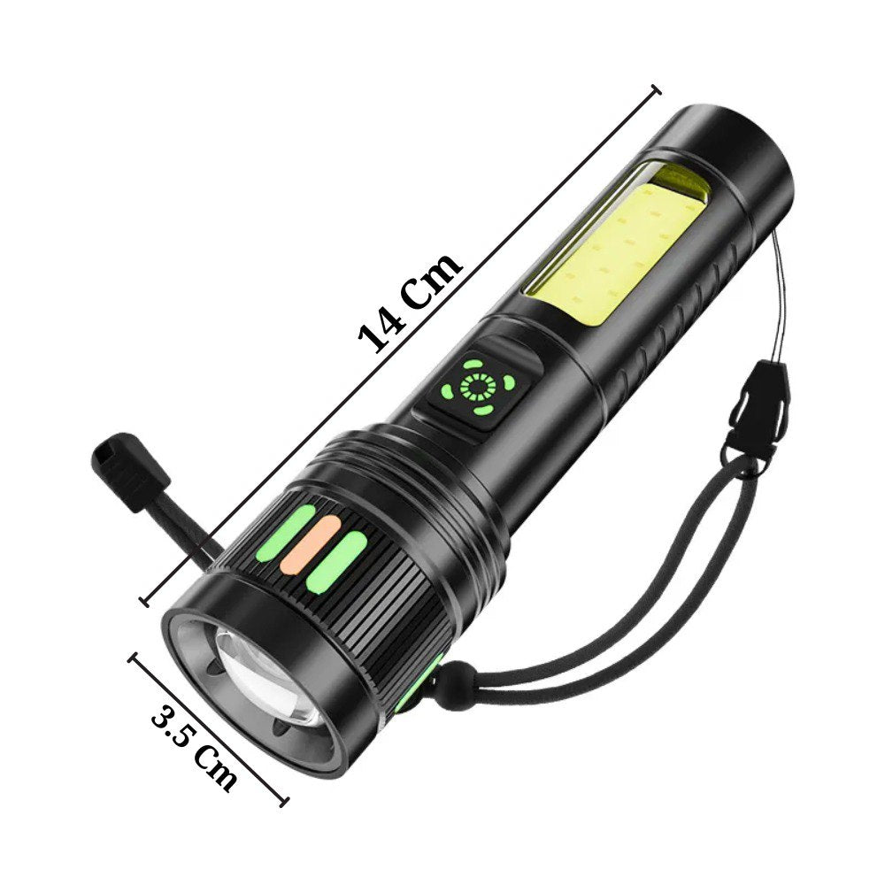 Linterna T6 Tactica Led Recargable Usb Zoom Aluminio Caja Verde 618